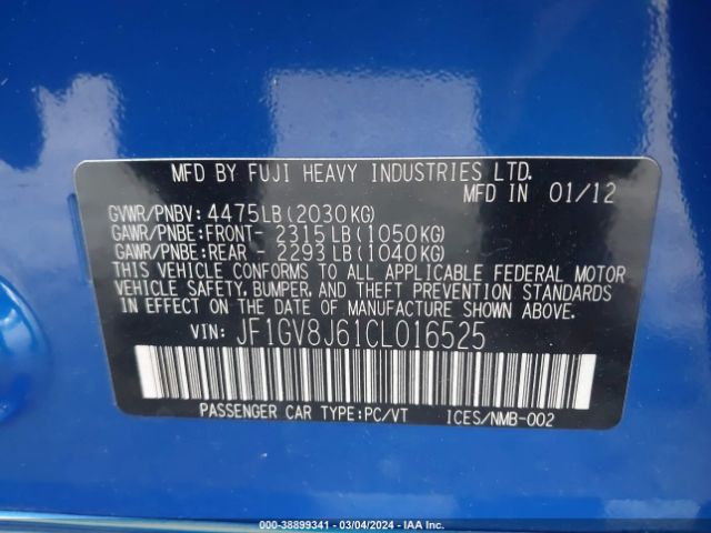 Photo 8 VIN: JF1GV8J61CL016525 - SUBARU IMPREZA WRX STI 