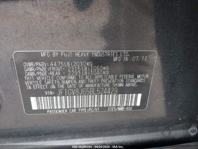 Photo 8 VIN: JF1GV8J65BL524429 - SUBARU IMPREZA WRX STI 