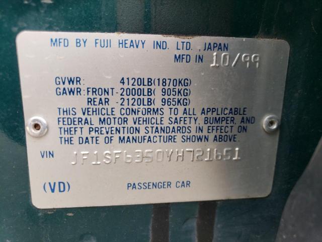 Photo 11 VIN: JF1SF6350YH721651 - SUBARU FORESTER 