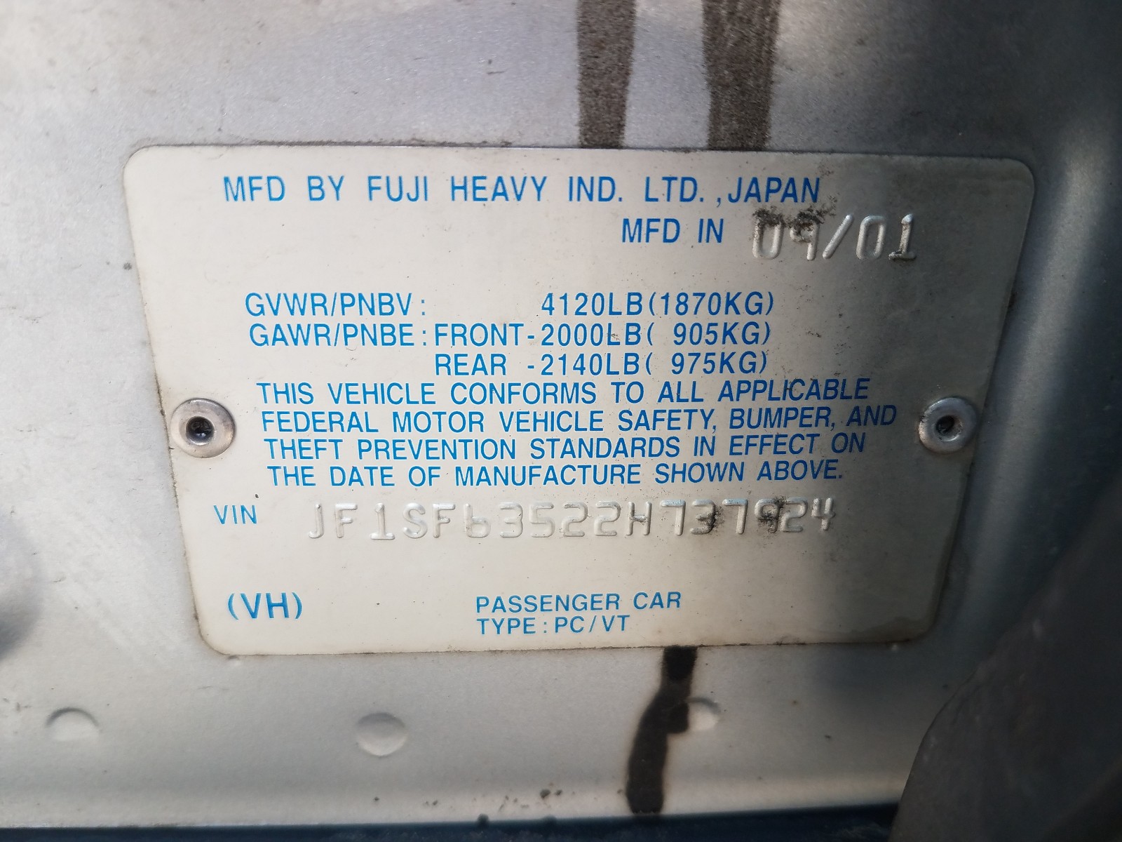 Photo 9 VIN: JF1SF63522H737924 - SUBARU FORESTER 