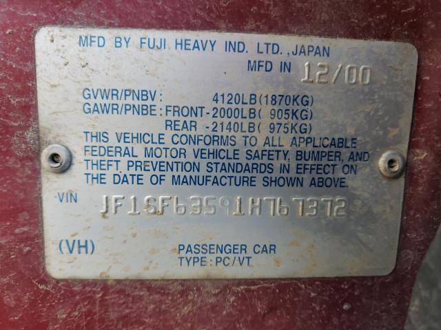 Photo 12 VIN: JF1SF63591H767372 - SUBARU FORESTER L 