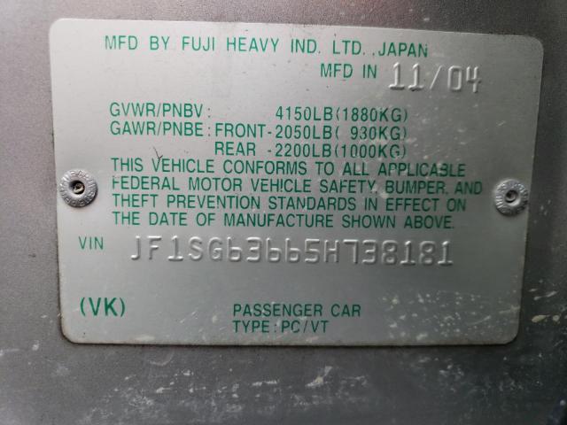 Photo 11 VIN: JF1SG63665H738181 - SUBARU FORESTER 