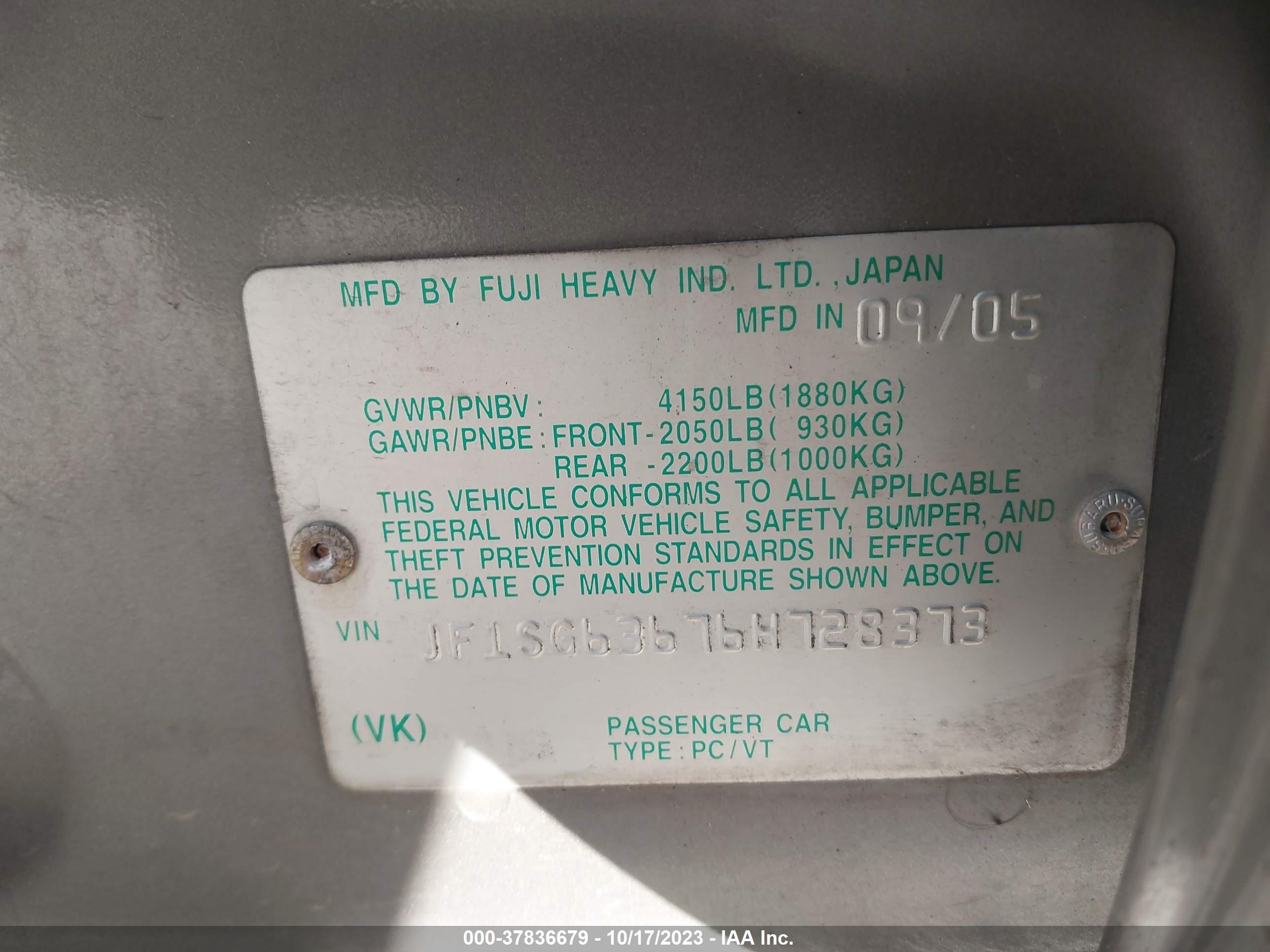 Photo 8 VIN: JF1SG63676H728373 - SUBARU FORESTER 