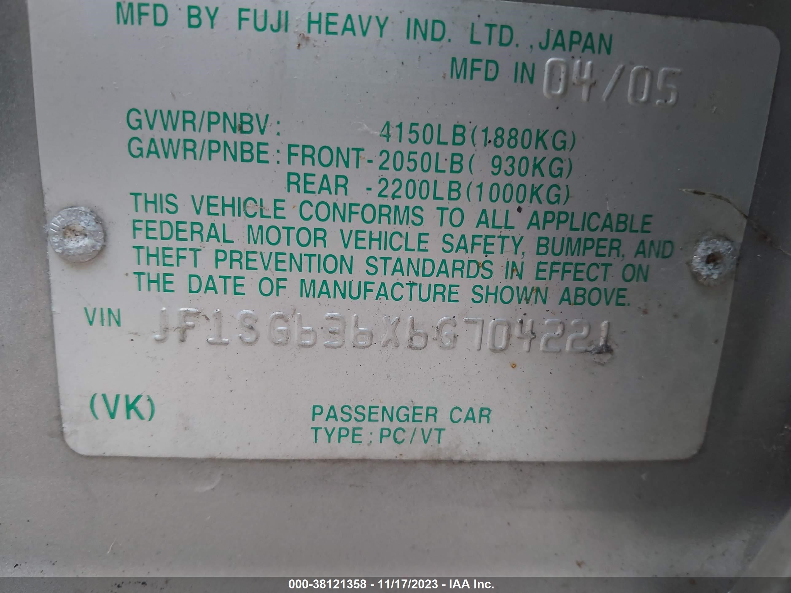 Photo 8 VIN: JF1SG636X6G704221 - SUBARU FORESTER 