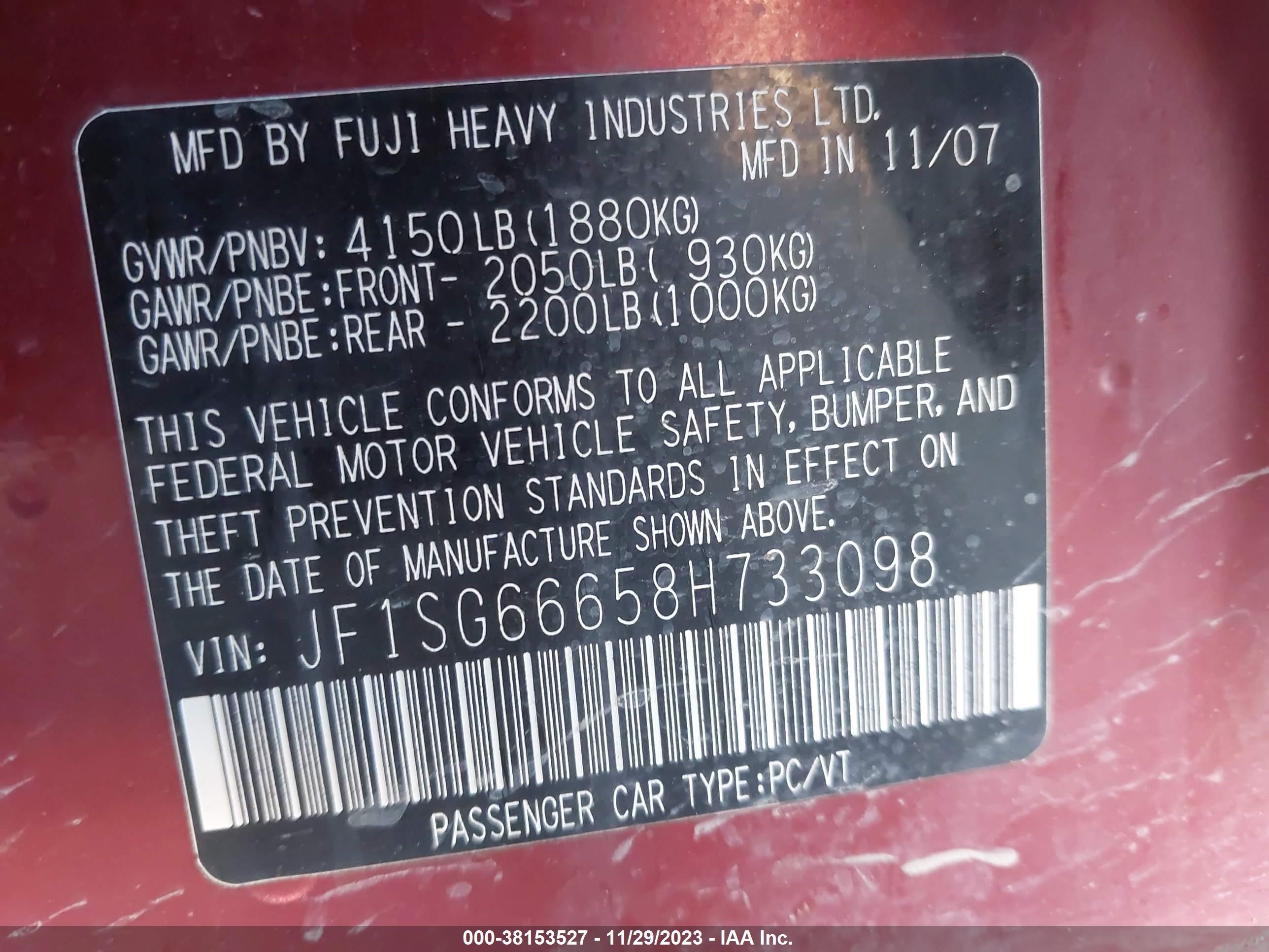 Photo 8 VIN: JF1SG66658H733098 - SUBARU FORESTER 