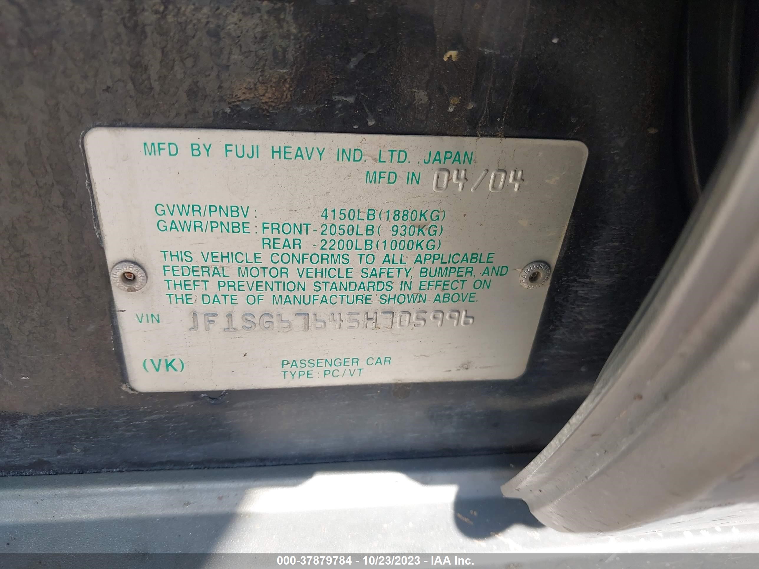 Photo 8 VIN: JF1SG67645H705996 - SUBARU FORESTER 