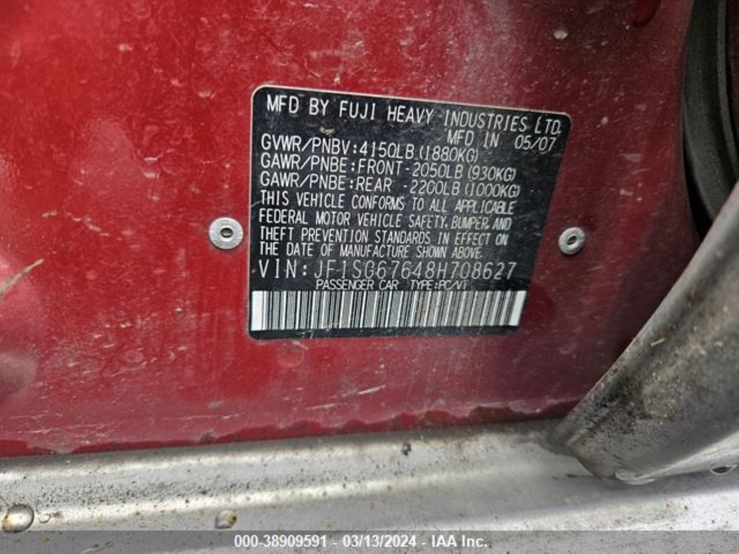 Photo 8 VIN: JF1SG67648H708627 - SUBARU FORESTER 