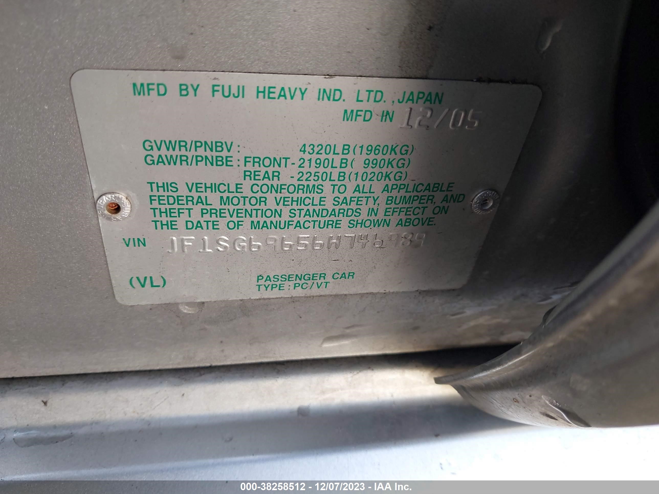 Photo 8 VIN: JF1SG69656H746989 - SUBARU FORESTER 