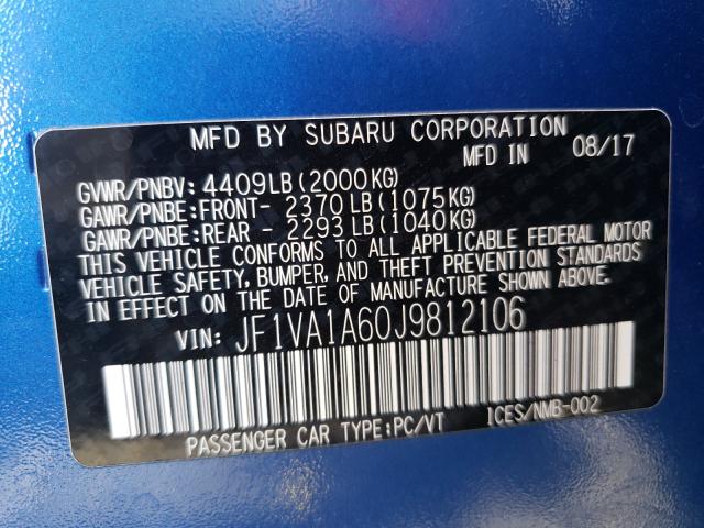 Photo 9 VIN: JF1VA1A60J9812106 - SUBARU WRX 