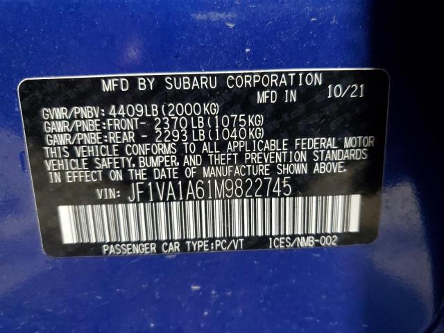 Photo 12 VIN: JF1VA1A61M9822745 - SUBARU WRX 