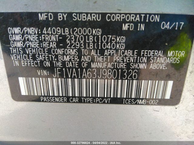 Photo 8 VIN: JF1VA1A63J9801326 - SUBARU WRX 