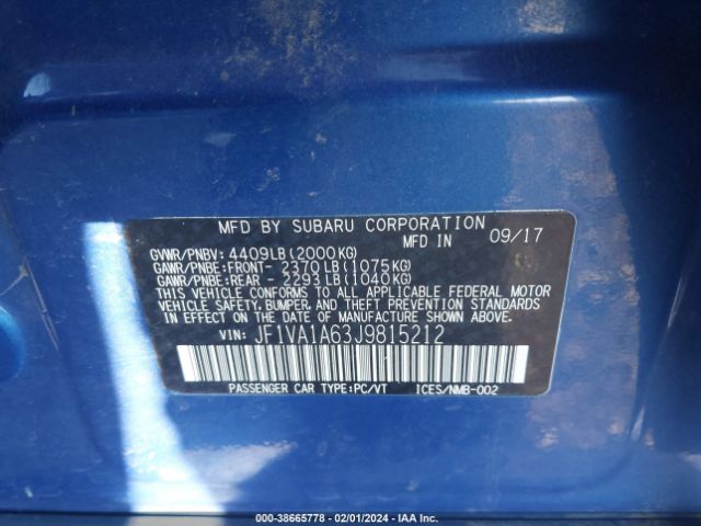 Photo 8 VIN: JF1VA1A63J9815212 - SUBARU WRX 