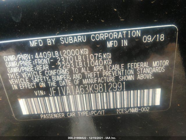 Photo 8 VIN: JF1VA1A63K9812991 - SUBARU WRX 