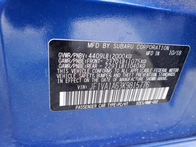 Photo 11 VIN: JF1VA1A63K9815776 - SUBARU WRX 