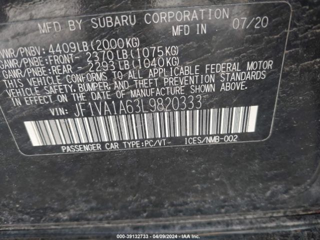 Photo 8 VIN: JF1VA1A63L9820333 - SUBARU WRX 