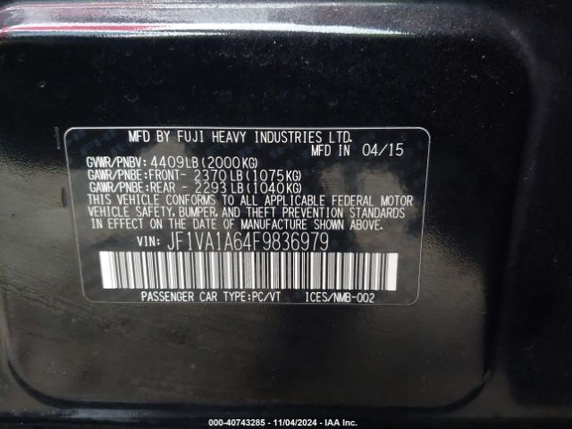 Photo 8 VIN: JF1VA1A64F9836979 - SUBARU WRX 