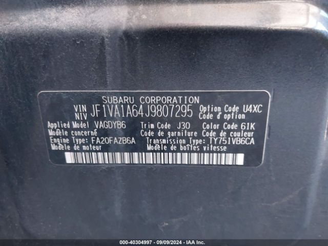 Photo 8 VIN: JF1VA1A64J9807295 - SUBARU WRX 