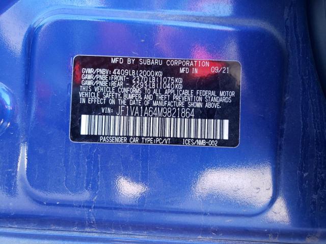 Photo 11 VIN: JF1VA1A64M9821864 - SUBARU WRX 