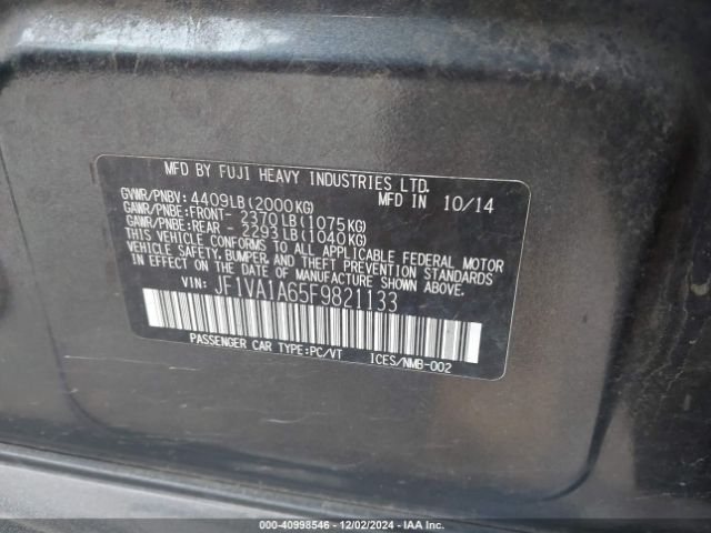 Photo 8 VIN: JF1VA1A65F9821133 - SUBARU WRX 