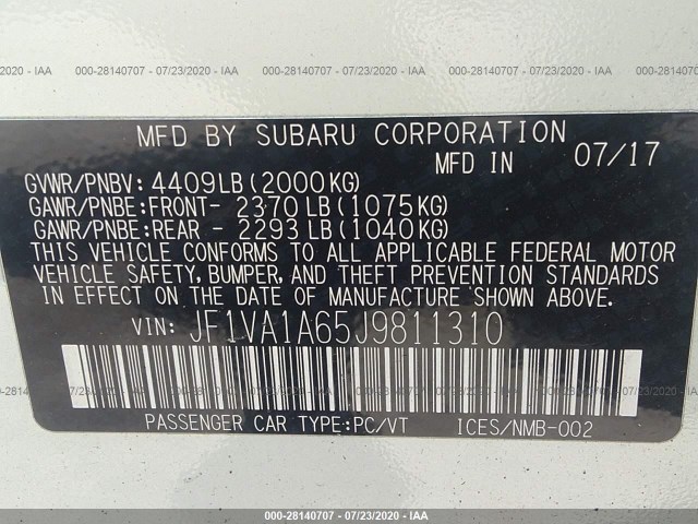 Photo 8 VIN: JF1VA1A65J9811310 - SUBARU WRX 