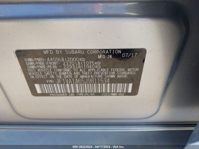 Photo 8 VIN: JF1VA1A65J9811534 - SUBARU WRX 