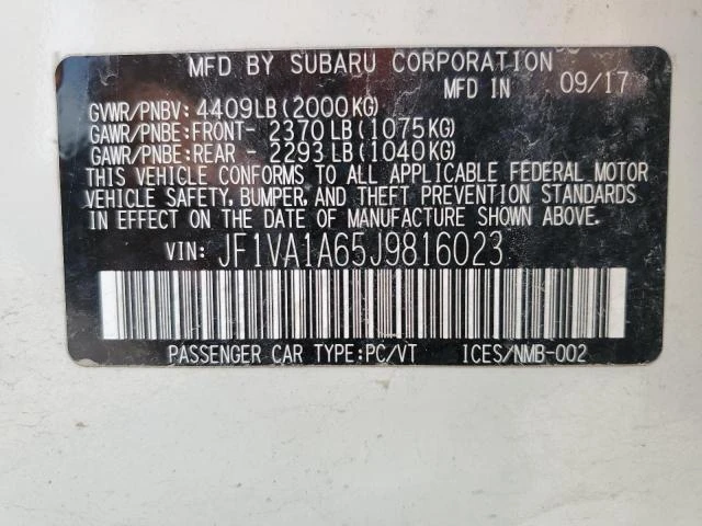 Photo 11 VIN: JF1VA1A65J9816023 - SUBARU WRX 