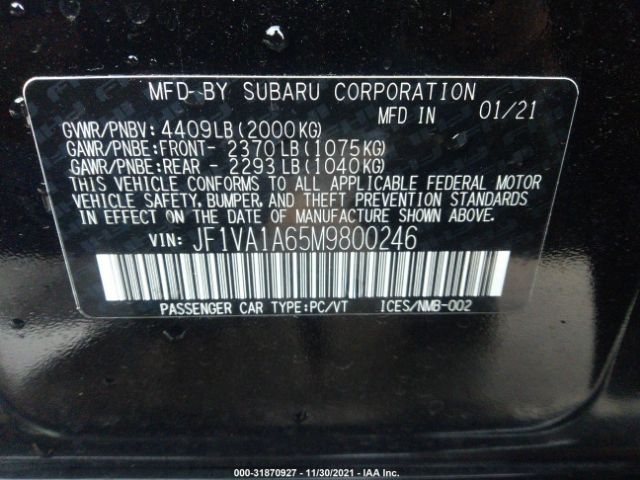 Photo 8 VIN: JF1VA1A65M9800246 - SUBARU WRX 