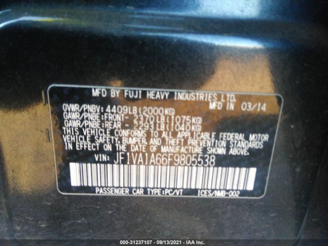 Photo 8 VIN: JF1VA1A66F9805538 - SUBARU WRX 