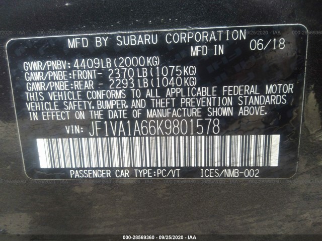 Photo 8 VIN: JF1VA1A66K9801578 - SUBARU WRX 