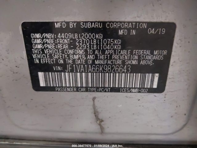 Photo 8 VIN: JF1VA1A66K9826643 - SUBARU WRX 