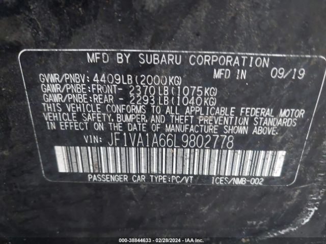 Photo 8 VIN: JF1VA1A66L9802778 - SUBARU WRX 