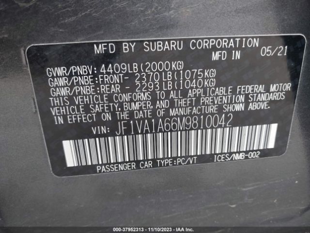 Photo 8 VIN: JF1VA1A66M9810042 - SUBARU WRX 