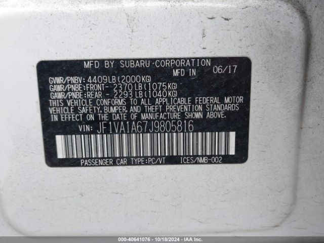 Photo 8 VIN: JF1VA1A67J9805816 - SUBARU WRX 