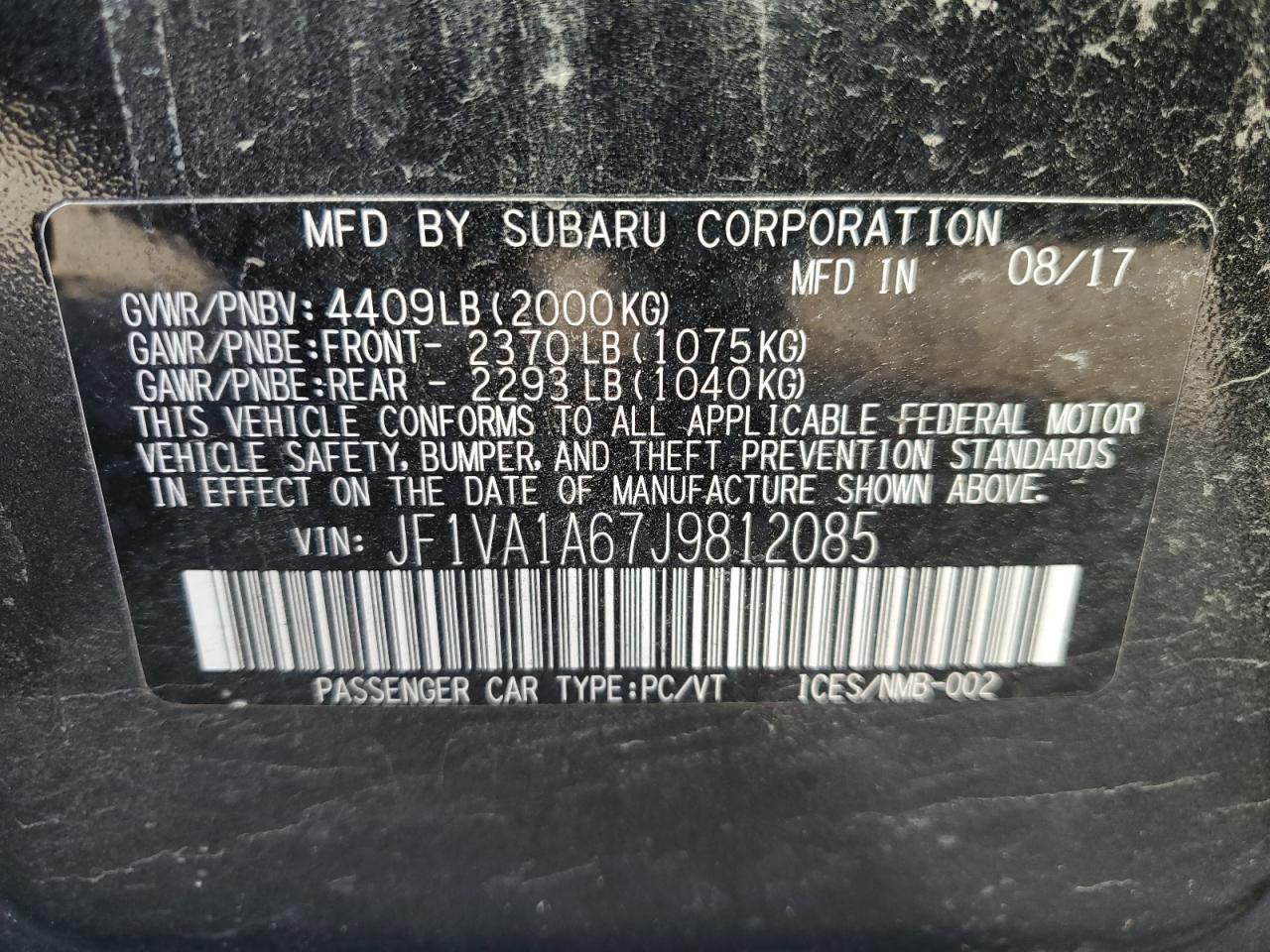 Photo 11 VIN: JF1VA1A67J9812085 - SUBARU WRX 