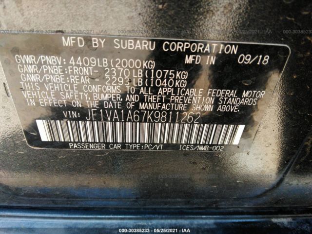 Photo 8 VIN: JF1VA1A67K9811262 - SUBARU WRX 