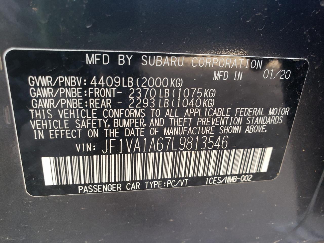 Photo 12 VIN: JF1VA1A67L9813546 - SUBARU WRX 