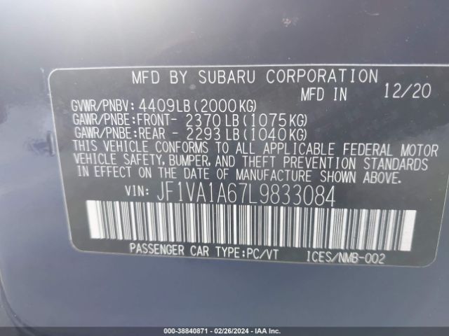 Photo 8 VIN: JF1VA1A67L9833084 - SUBARU WRX 