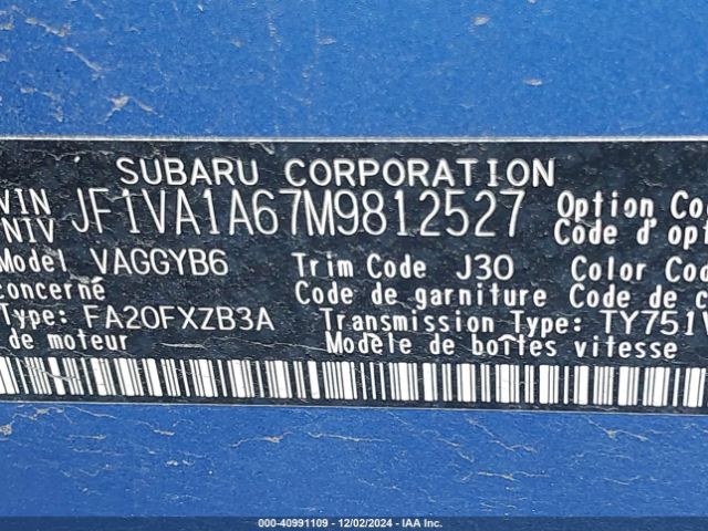 Photo 8 VIN: JF1VA1A67M9812527 - SUBARU WRX 