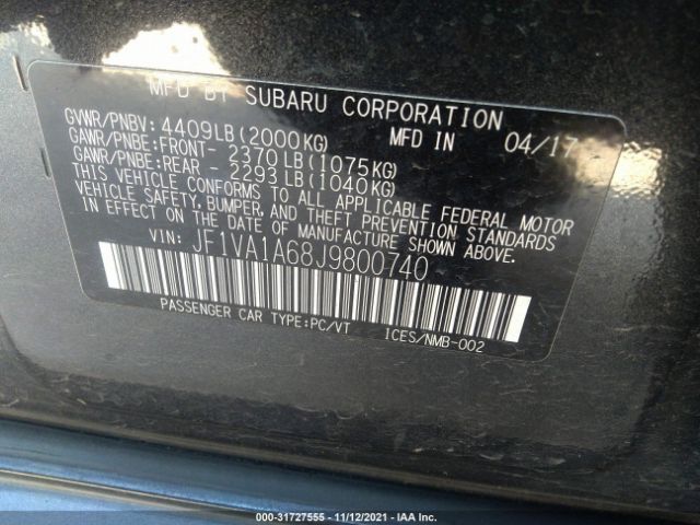 Photo 8 VIN: JF1VA1A68J9800740 - SUBARU WRX 