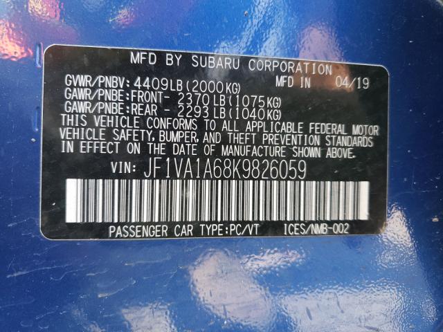 Photo 9 VIN: JF1VA1A68K9826059 - SUBARU IMPRZA WRX 