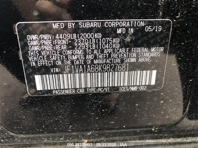 Photo 8 VIN: JF1VA1A68K9827681 - SUBARU WRX 