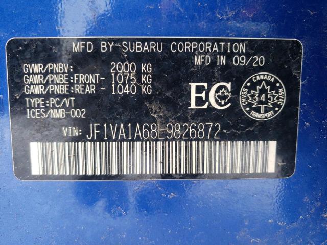 Photo 9 VIN: JF1VA1A68L9826872 - SUBARU WRX 