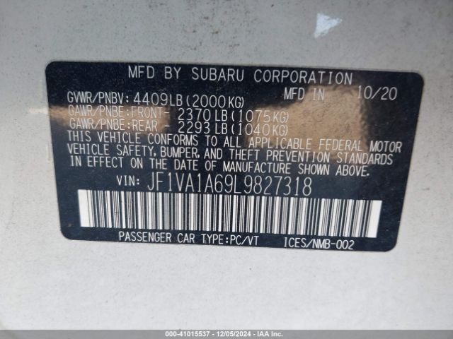 Photo 8 VIN: JF1VA1A69L9827318 - SUBARU WRX 