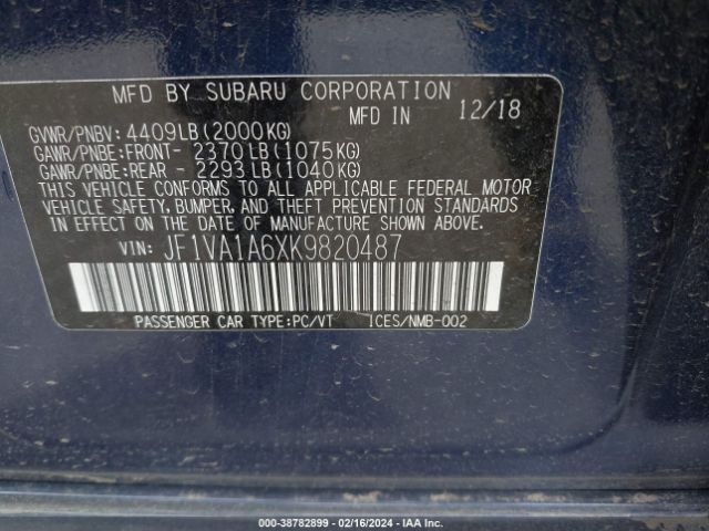 Photo 8 VIN: JF1VA1A6XK9820487 - SUBARU WRX 