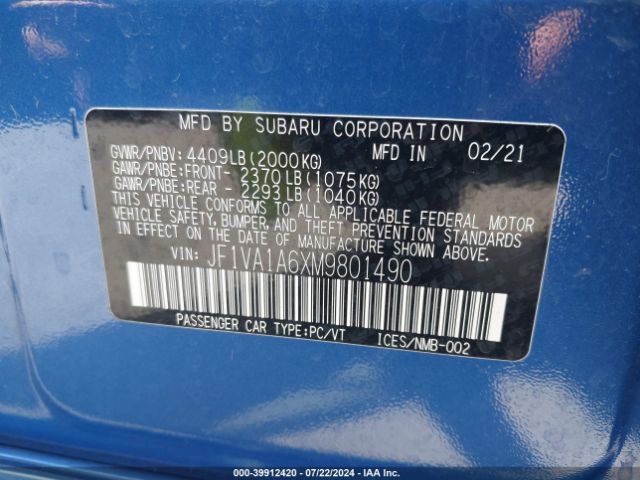 Photo 8 VIN: JF1VA1A6XM9801490 - SUBARU WRX 