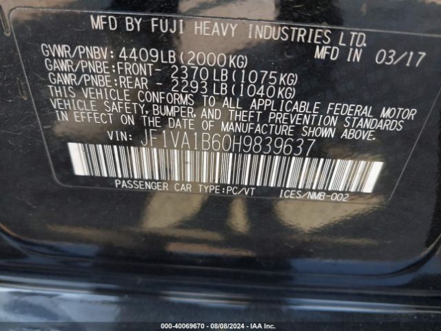 Photo 8 VIN: JF1VA1B60H9839637 - SUBARU WRX 