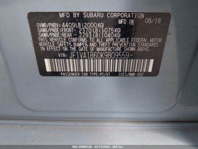 Photo 8 VIN: JF1VA1B60K9809559 - SUBARU WRX 