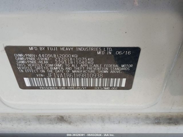 Photo 8 VIN: JF1VA1B61H9810938 - SUBARU WRX 