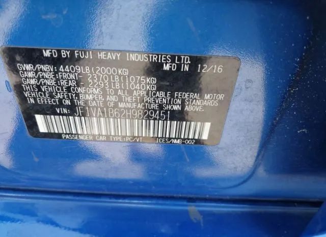 Photo 8 VIN: JF1VA1B62H9829451 - SUBARU WRX 