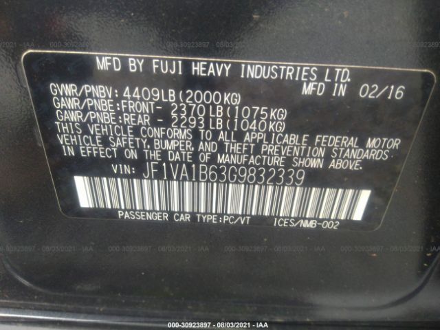 Photo 8 VIN: JF1VA1B63G9832339 - SUBARU WRX 